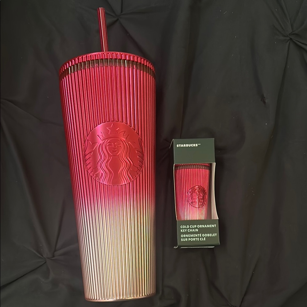 Starbucks Red Gradient Tumbler with Keychain